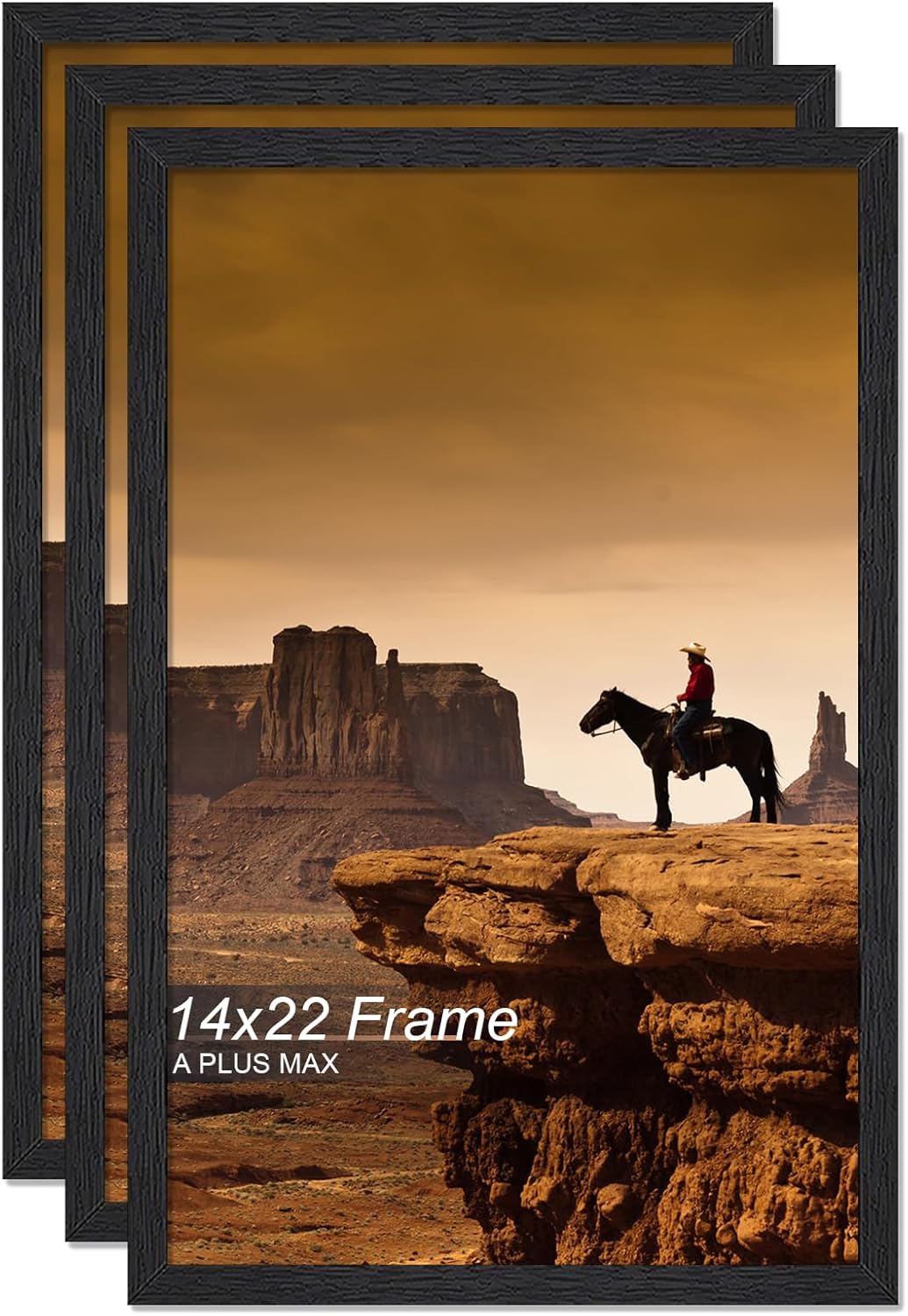 14x22 Picture Frame Set of 3 - Black Engineered Wood Frames