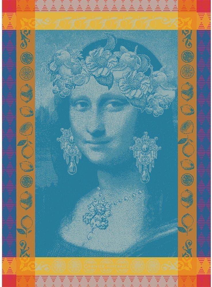 Garnier Thiebaut Mona Lisa Bleu French Kitchen Towel 22x30