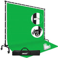 7x10ft Green Screen Backdrop Kit with Movable Stand - Stable, Washable