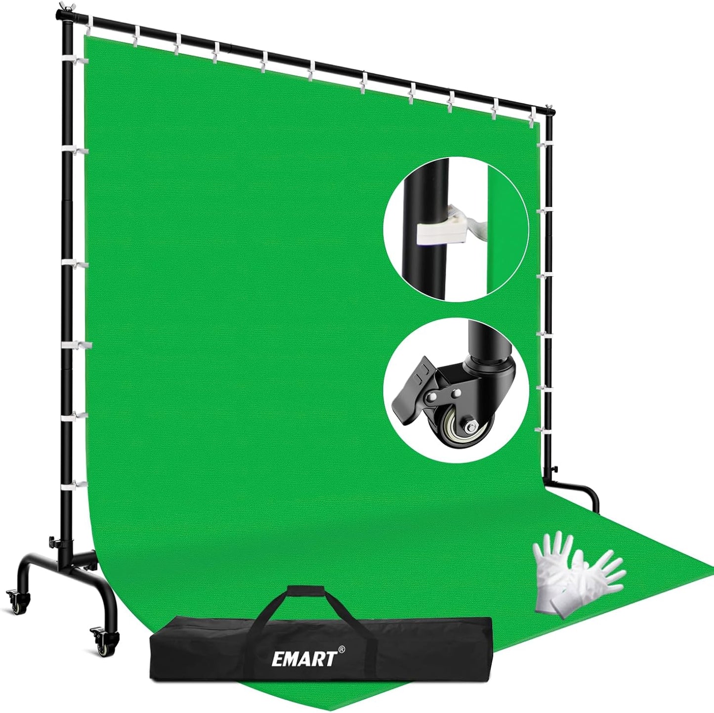 EMART 7x10ft Green Screen Backdrop Kit for Photography Use