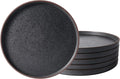 LERATIO Salad Plates 8.0 in Ceramic Set of 6 - Matte Black with Coffee