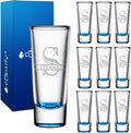 Personalized Lite Blue Bottom Shot Glasses Set of 10 - Custom Engraved