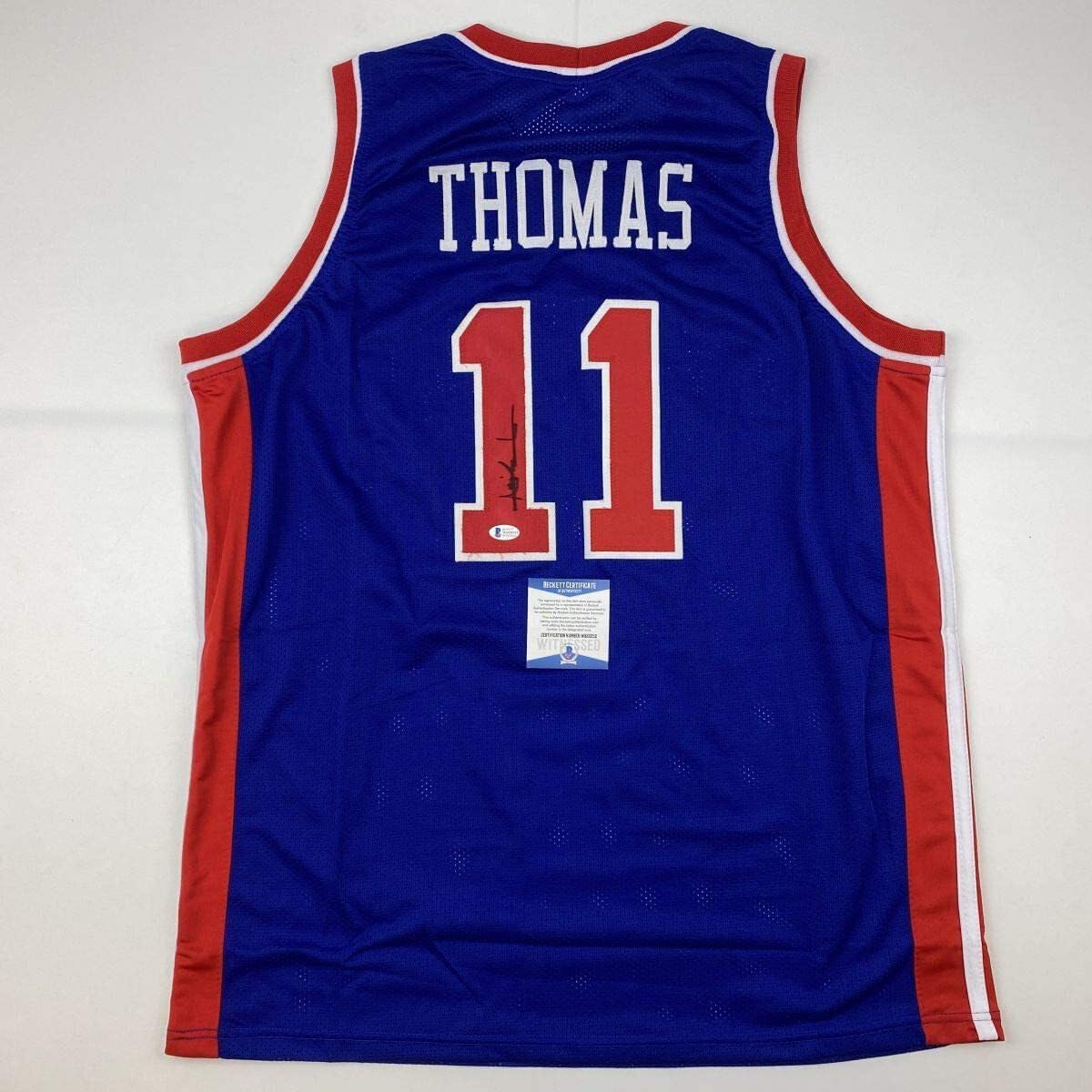 Autographed Isiah Thomas Detroit Blue Basketball Jersey with COA