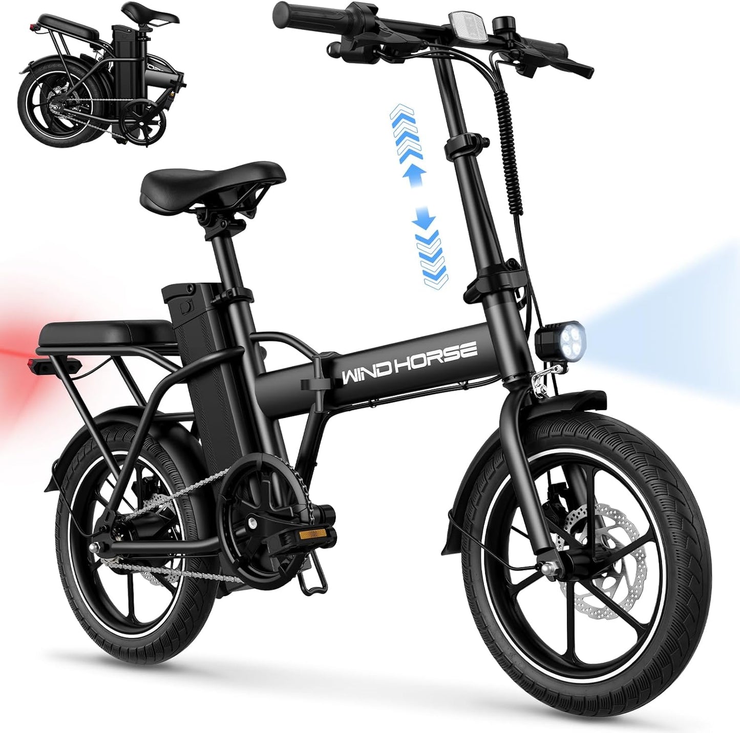 WINDHORSE 16 Folding Electric Bike for Adults with 630W Power