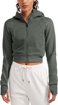 Cropped Womens Fleece Zip Up Hoodie - Cozy Lightweight Layer