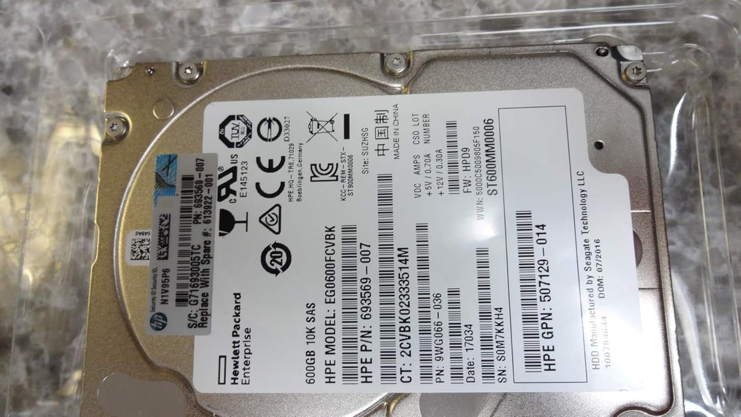 HP EG0600FCVBK 600GB 10K RPM SAS HDD for High Performance