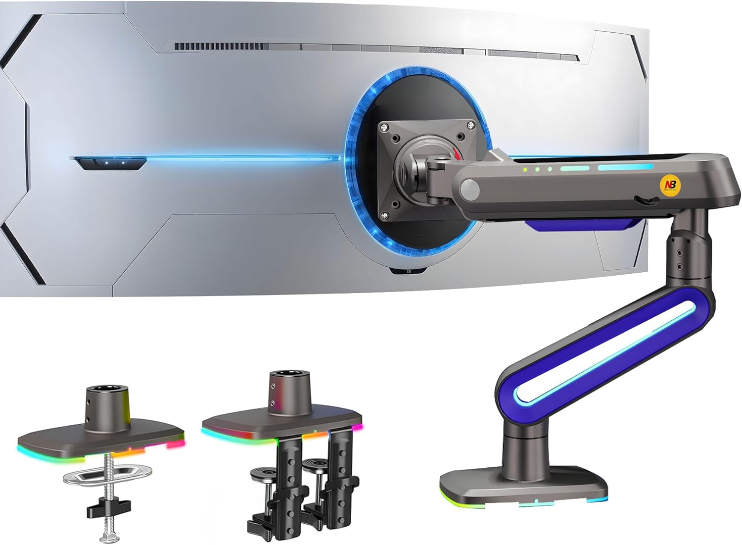 Designer Gaming Monitor Arm for 32 to 60 Inches Screen with RGB