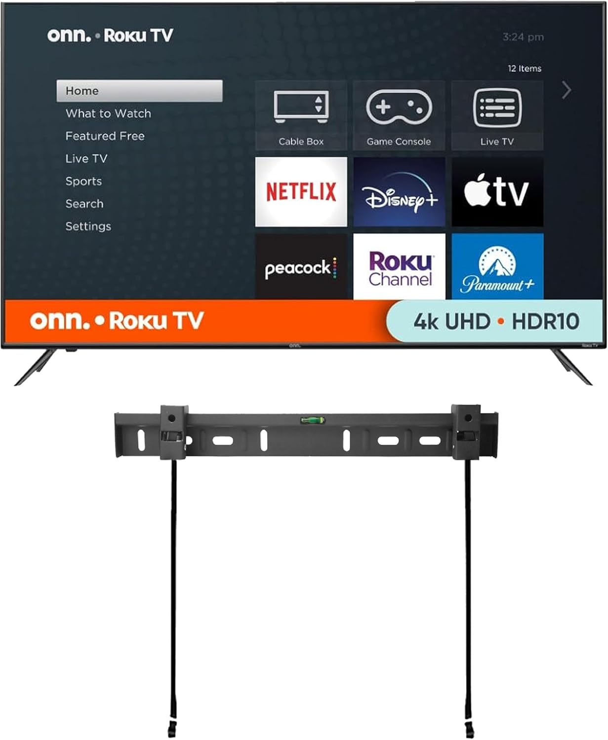 ONN 65-Inch 4k HDR10+ Smart TV with Free Wall Mount Included