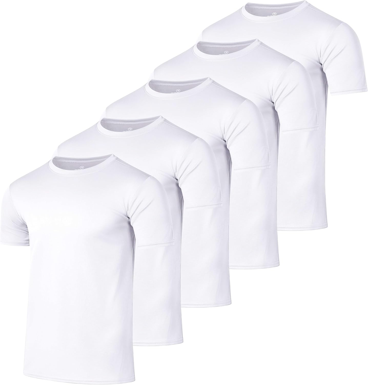 Real Essentials 5 Pack Mens Active Quick Dry Crew Neck Tees