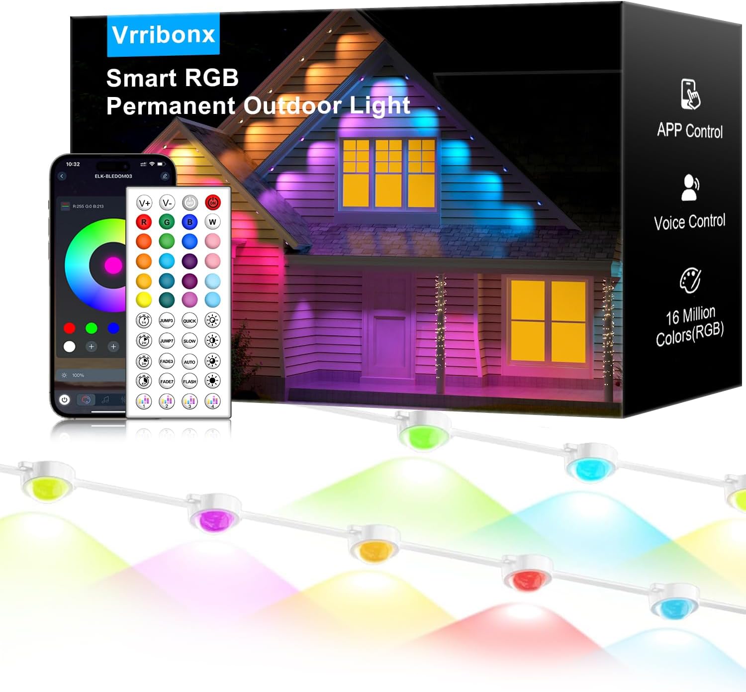 150FT Permanent Outdoor RGB Lights for All Occasions and Seasons