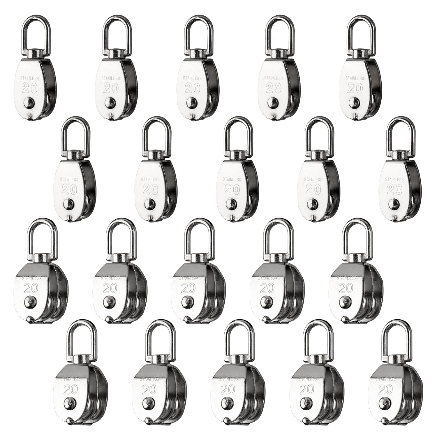 Rocaris 20 Pack M20 Pulley Block for Heavy-Duty Lifting Tasks