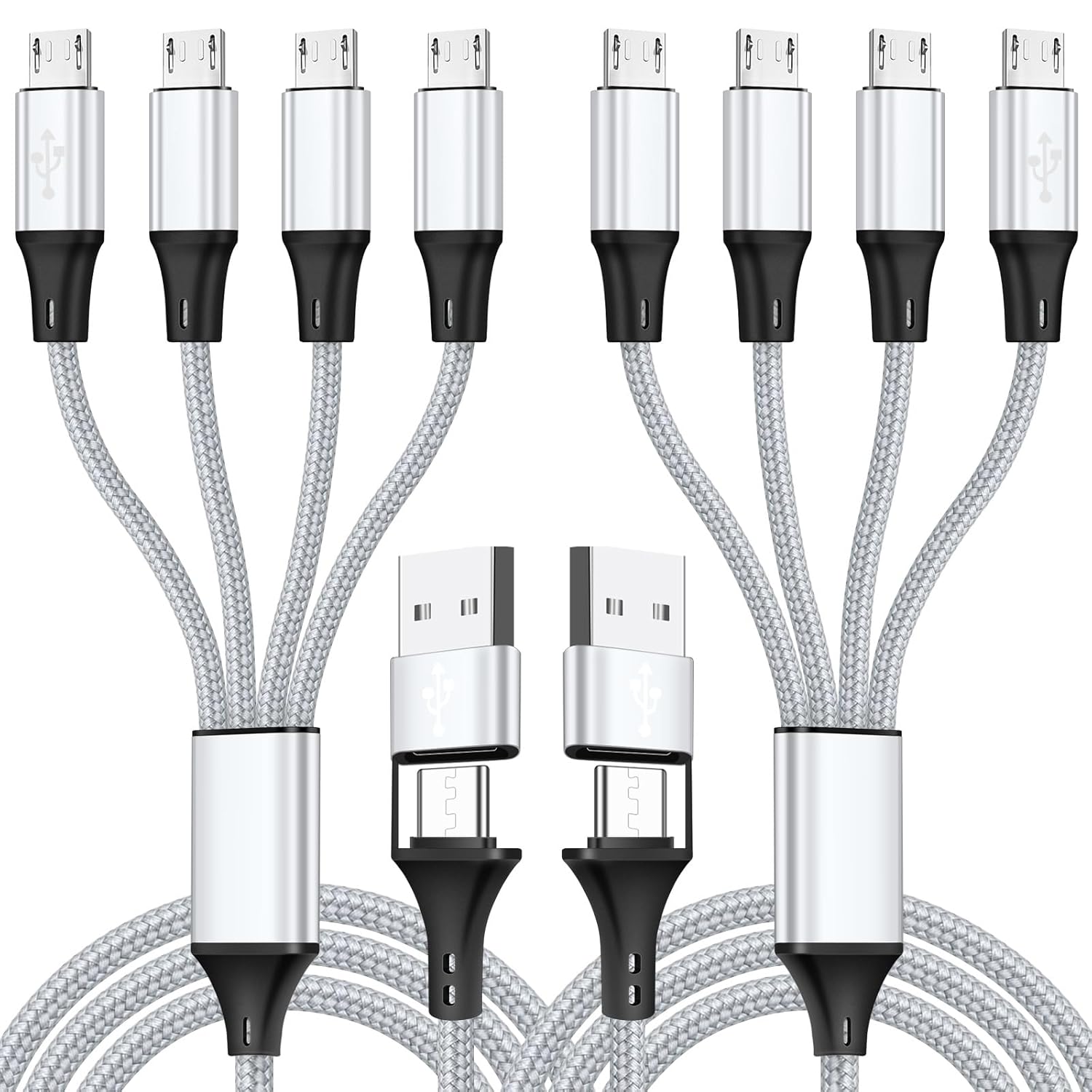 4-in-2 Micro USB Splitter Cable - Charge 4 Devices Simultaneously!