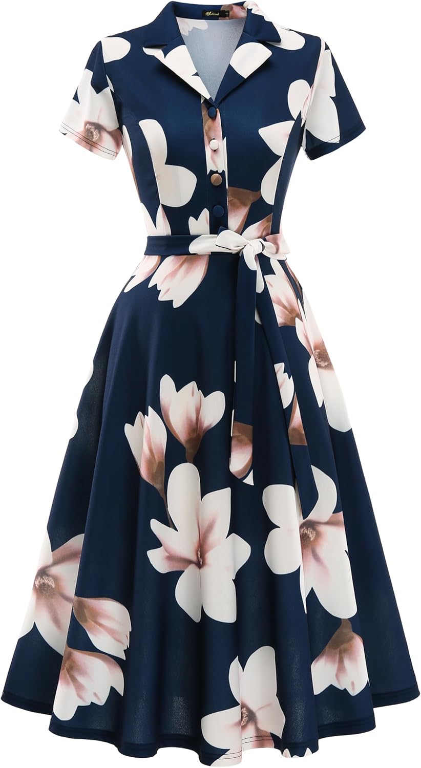 Vintage Tea Dress for Women - Short Sleeve Cocktail Style