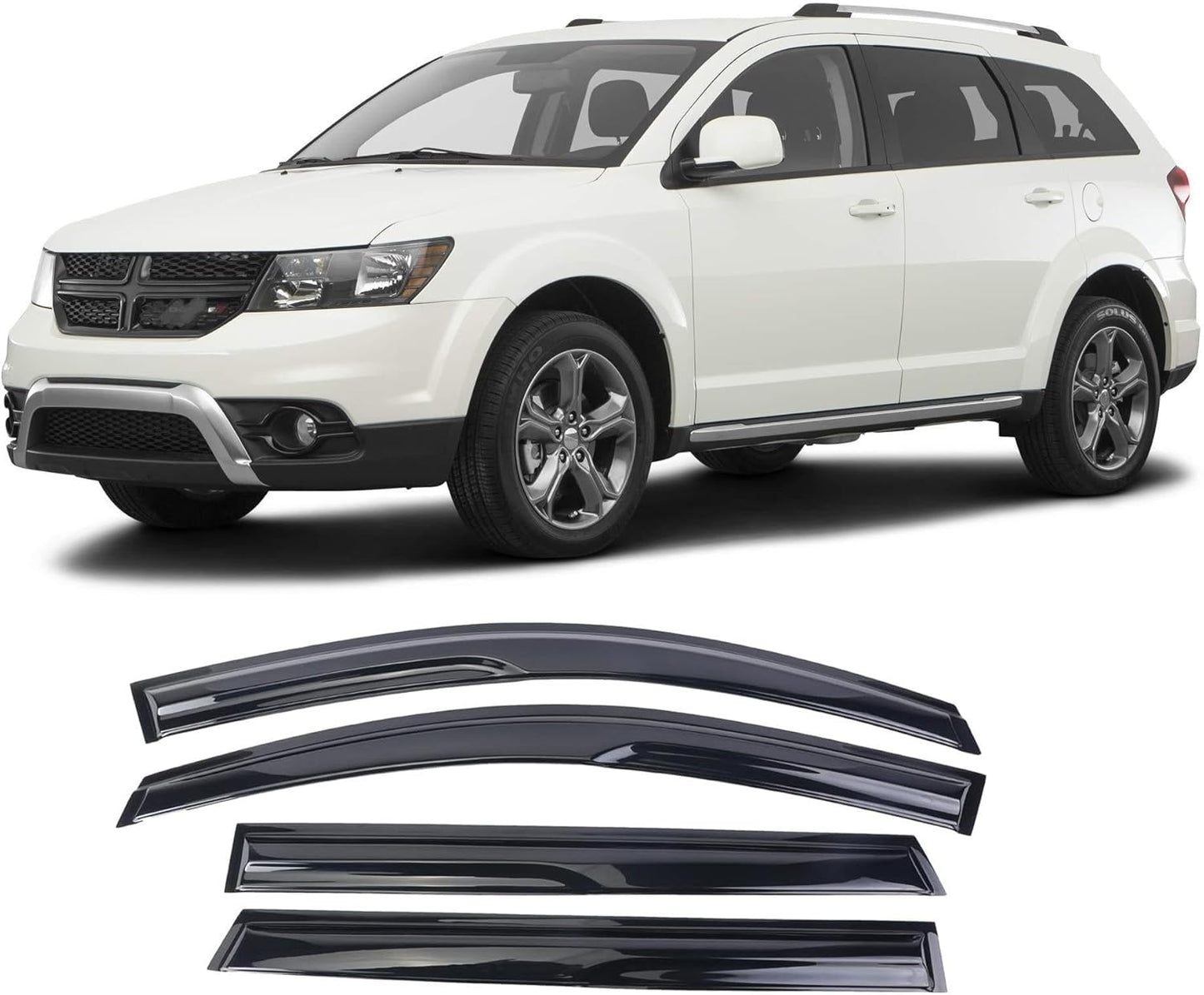 Tape-On Window Visors Deflectors Rain Guards for Dodge Journey