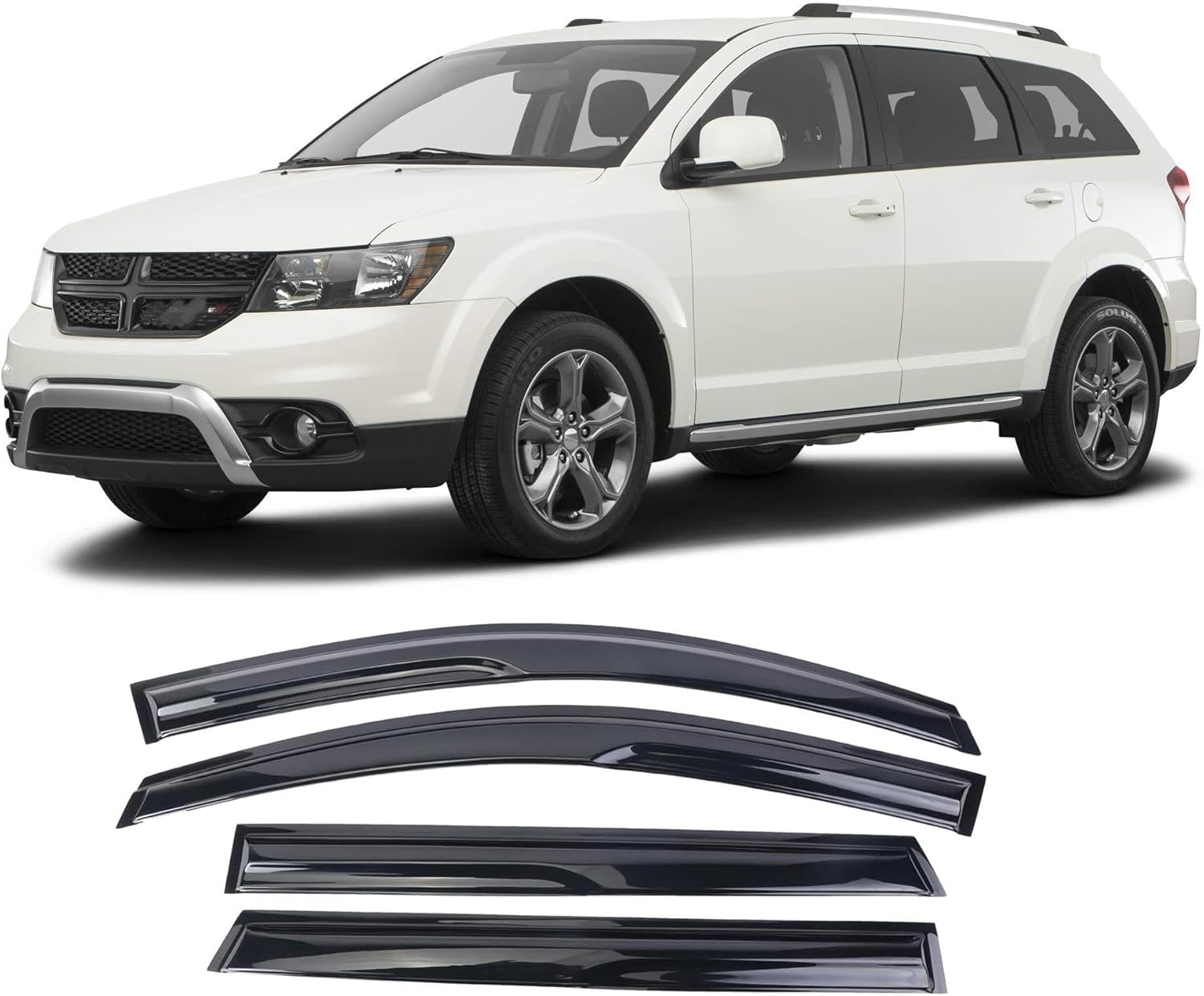Tape-On Window Visors Deflectors Rain Guards for Dodge Journey