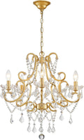 Crystal Chandelier 5-Light Gold Chandelier for Dining Room - Elegant