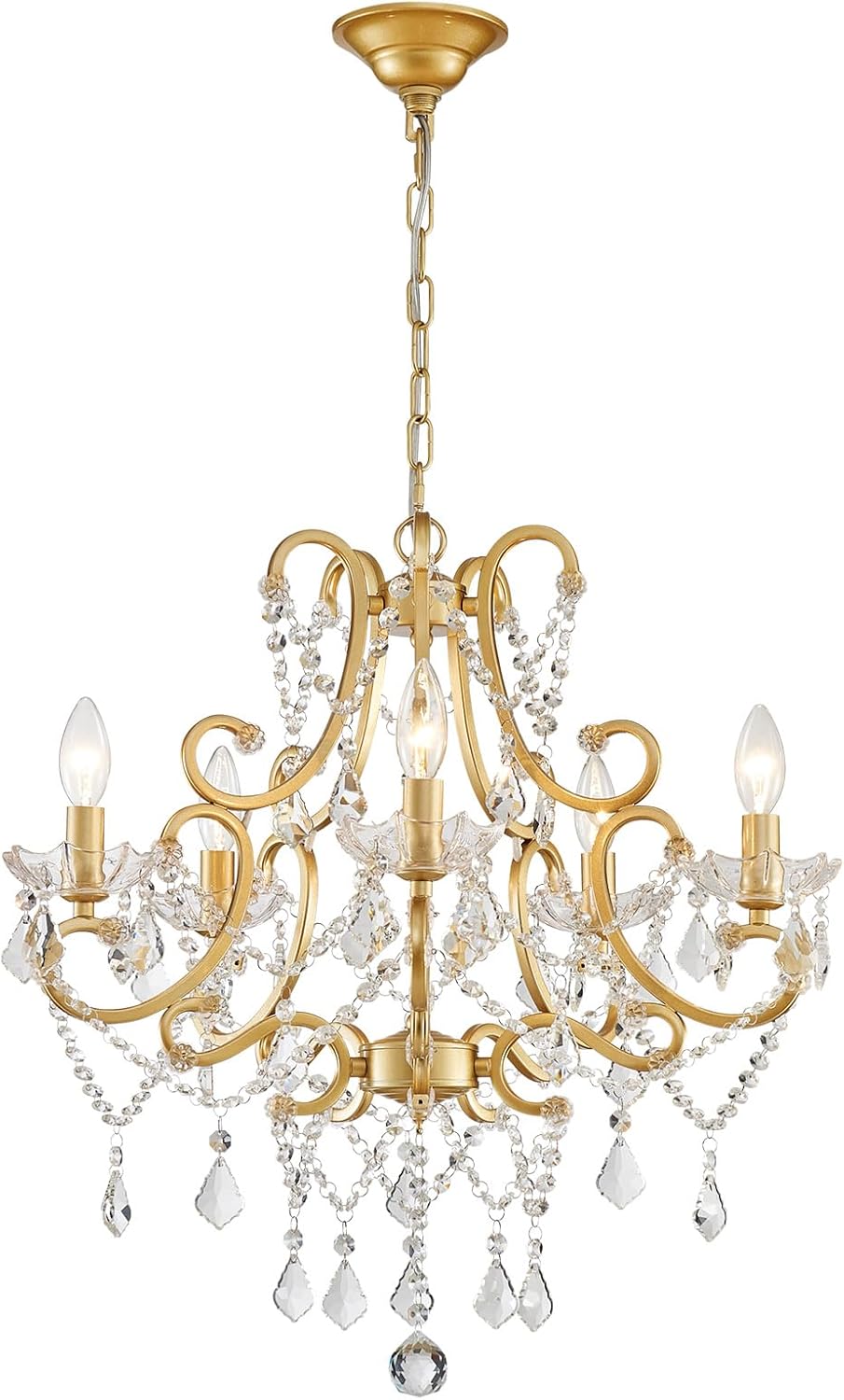 Elegant 5-Light Crystal Chandelier for Dining Room Lighting