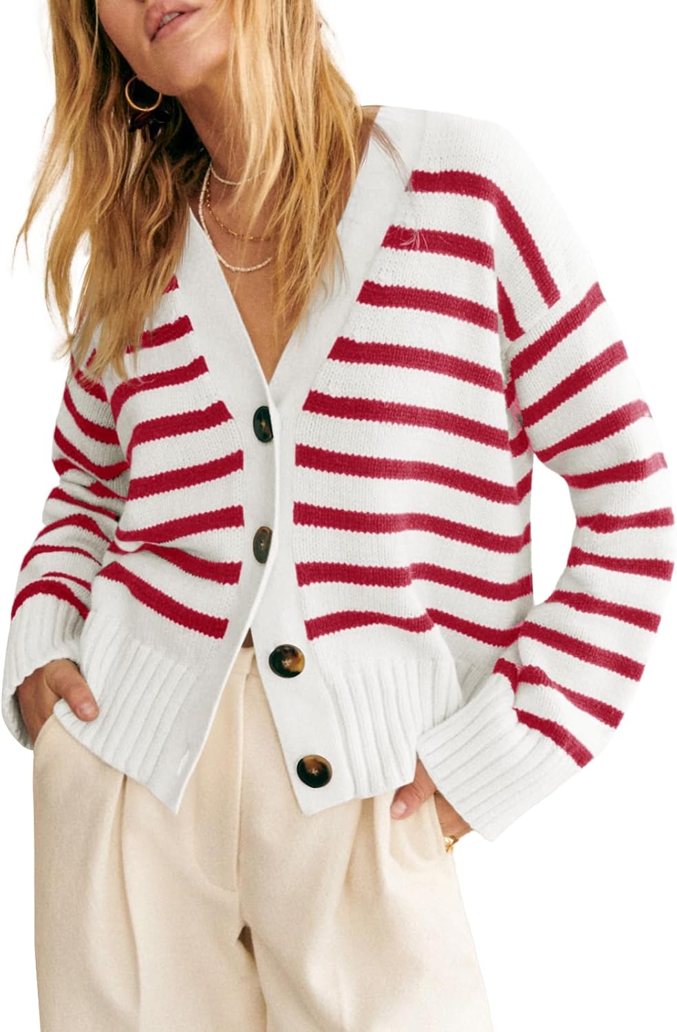 Saodimallsu Womens Striped Cardigan for Trendy Fall Fashion
