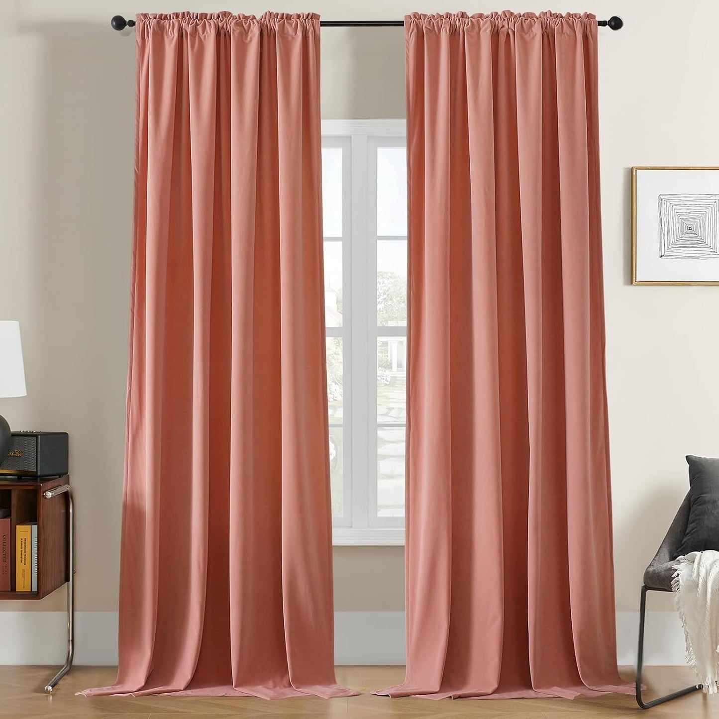 Joydeco Pink Velvet Curtains for Luxury Blackout and Insulation