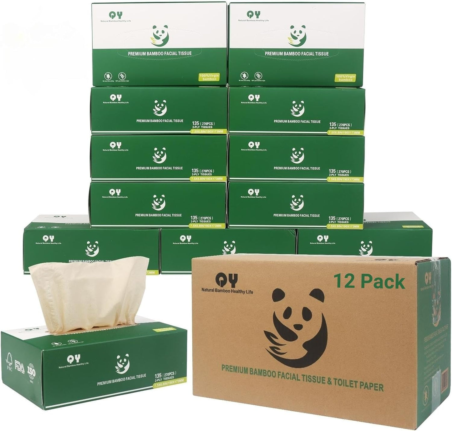 Unbleached Bamboo Facial Tissues - Eco-Friendly & Gentle Choice