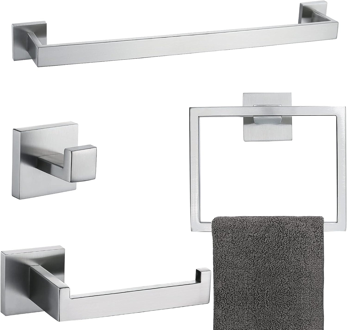 Brushed 4-Piece Bathroom Hardware Set for Modern Bathrooms