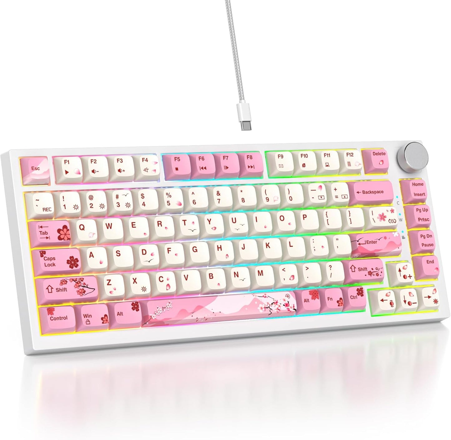 75 Percent Pink Keyboard with Gasket-Mounted Design for Gamers