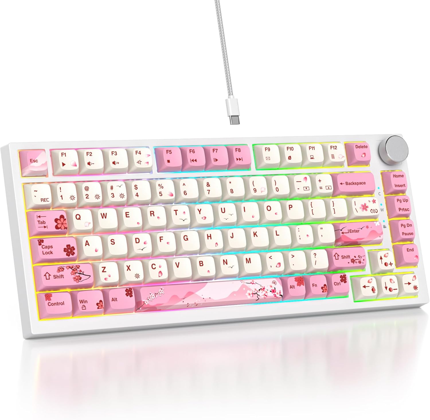 75 Percent Pink Keyboard with Gasket-Mounted Design for Gamers