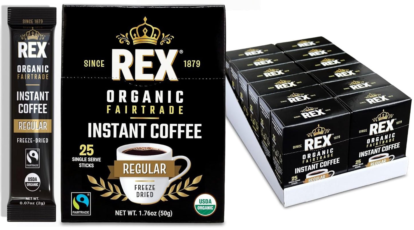 Rex Coffee Organic Fairtrade Instant Sticks for Coffee Lovers