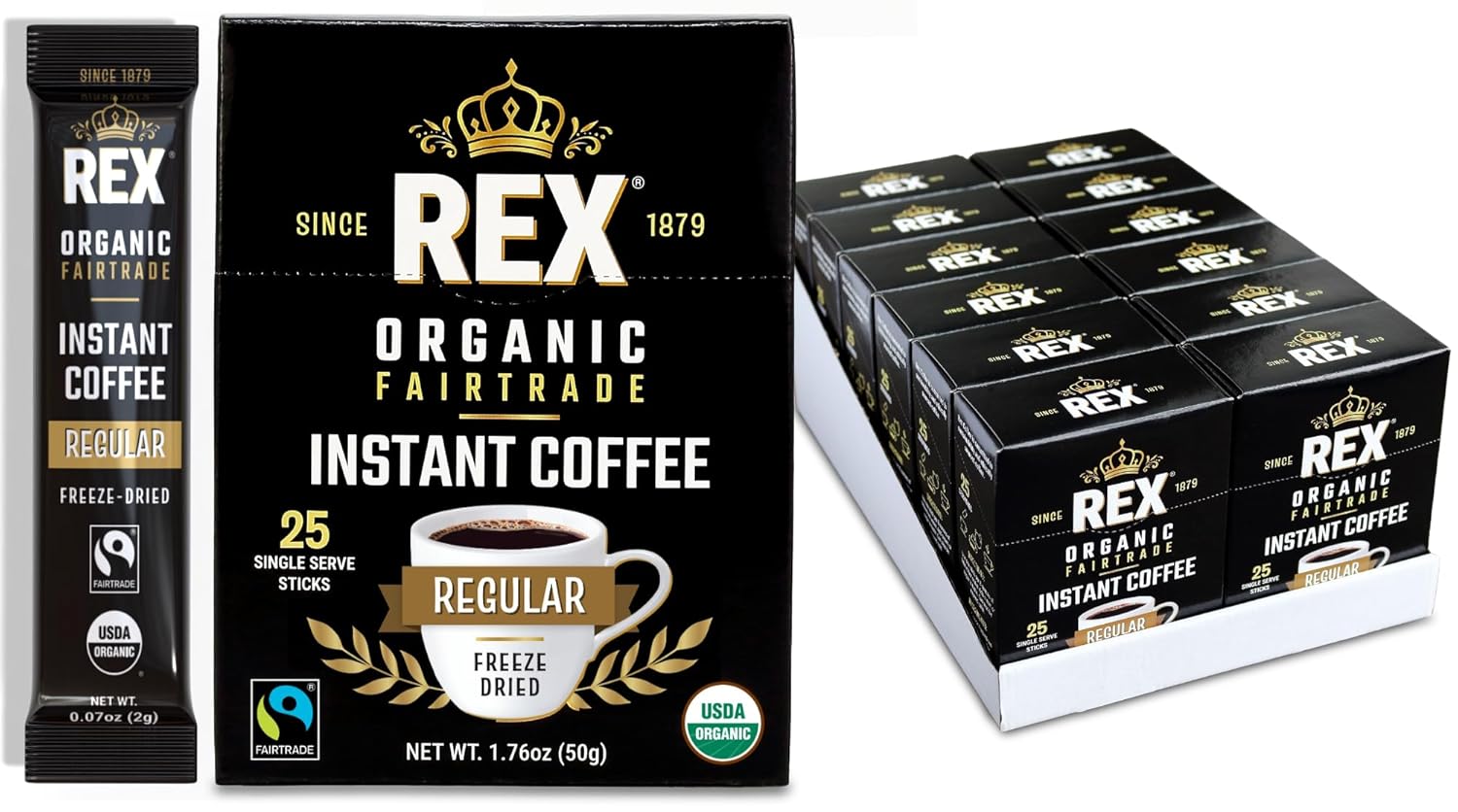 Rex Coffee Organic Fairtrade Instant Sticks for Coffee Lovers