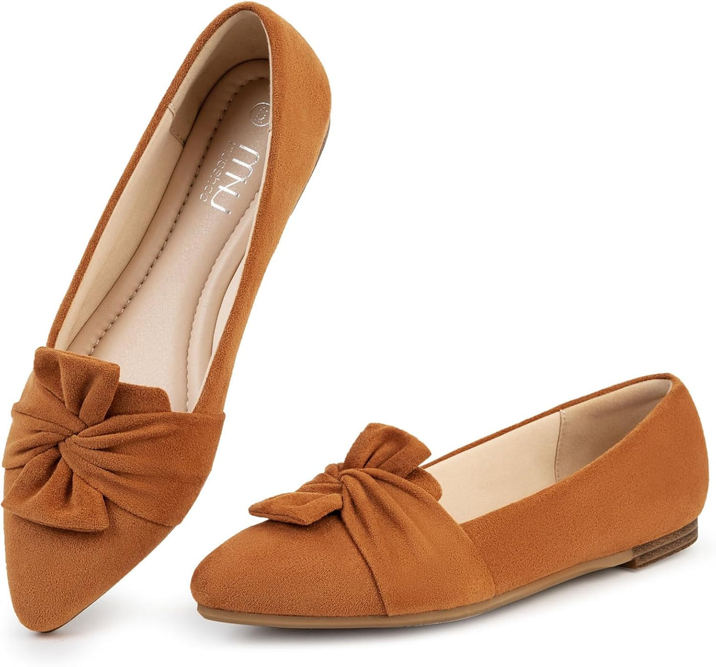 MUSSHOE Women's Dressy Pointed Toe Bowknot Ballet Flats Shoes