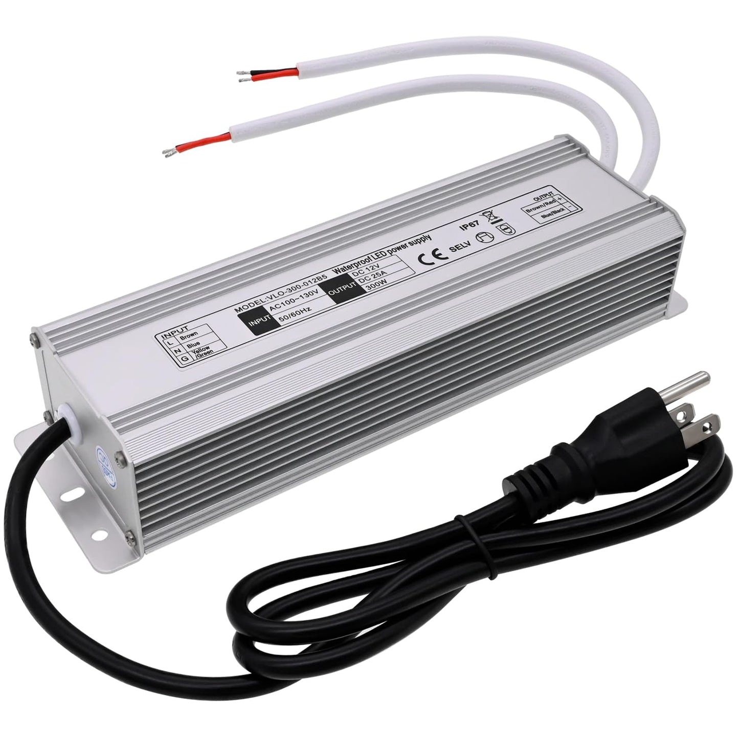 12V LED Power Supply 300W Waterproof Adapter for Indoor Outdoor Use