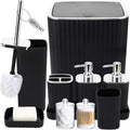 Bathroom Accessories Set 10PC - Durable Striped Countertop Set