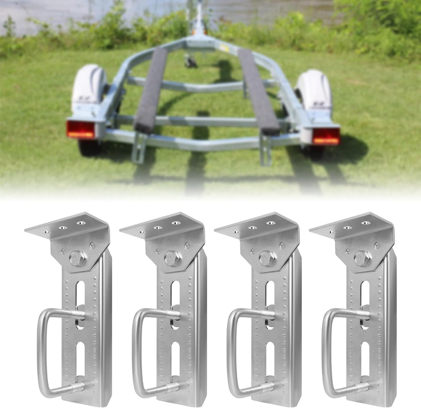 Boat Trailer Bunk Brackets Kit for 1.5in to 3in Crossmembers