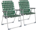 Folding Webbed Oversized Lawn Chair with Detachable Cup Holder