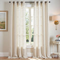 Linen Curtains for Living Room Beige Grommet Top Window Panels - Light