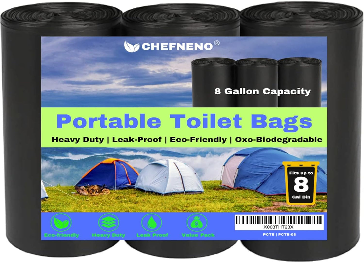 Portable 8 Gallon Camping Toilet Bags - 60 ct. Pack