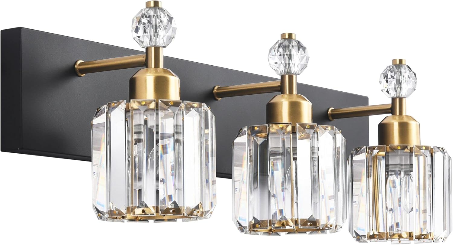 PRESDE Crystal 3 Light Bathroom Vanity Lights for Modern Decor