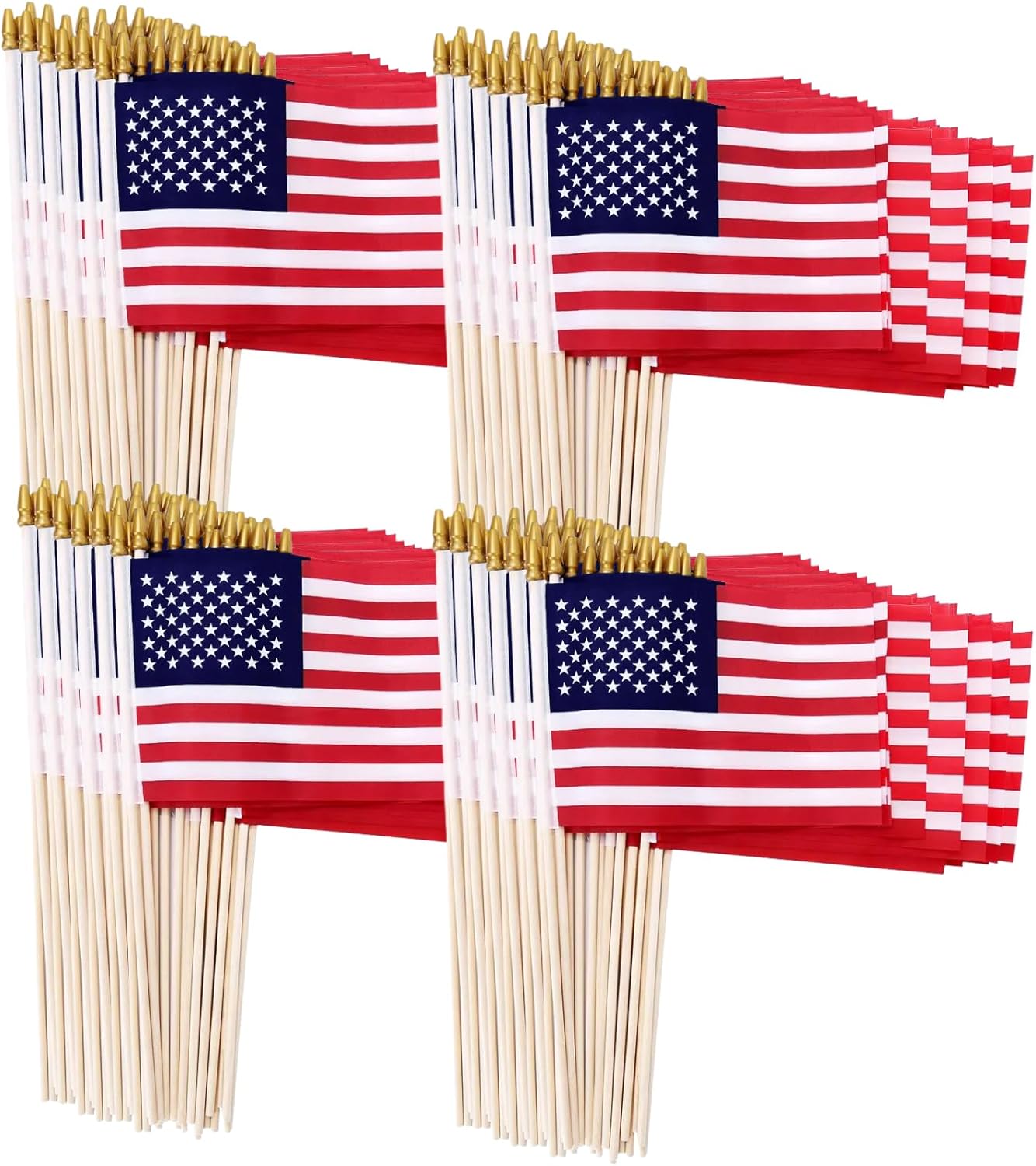 200 Pack Small American Flags on Stick for Celebrations