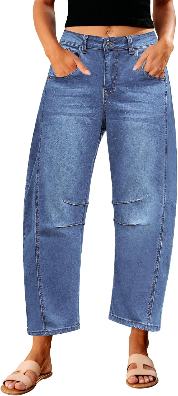 Trendy High Waisted Wide Leg Barrel Jeans for Women