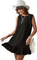 SOLY HUX Ruffle Hem Sleeveless Tank Dress - Casual Summer Mini