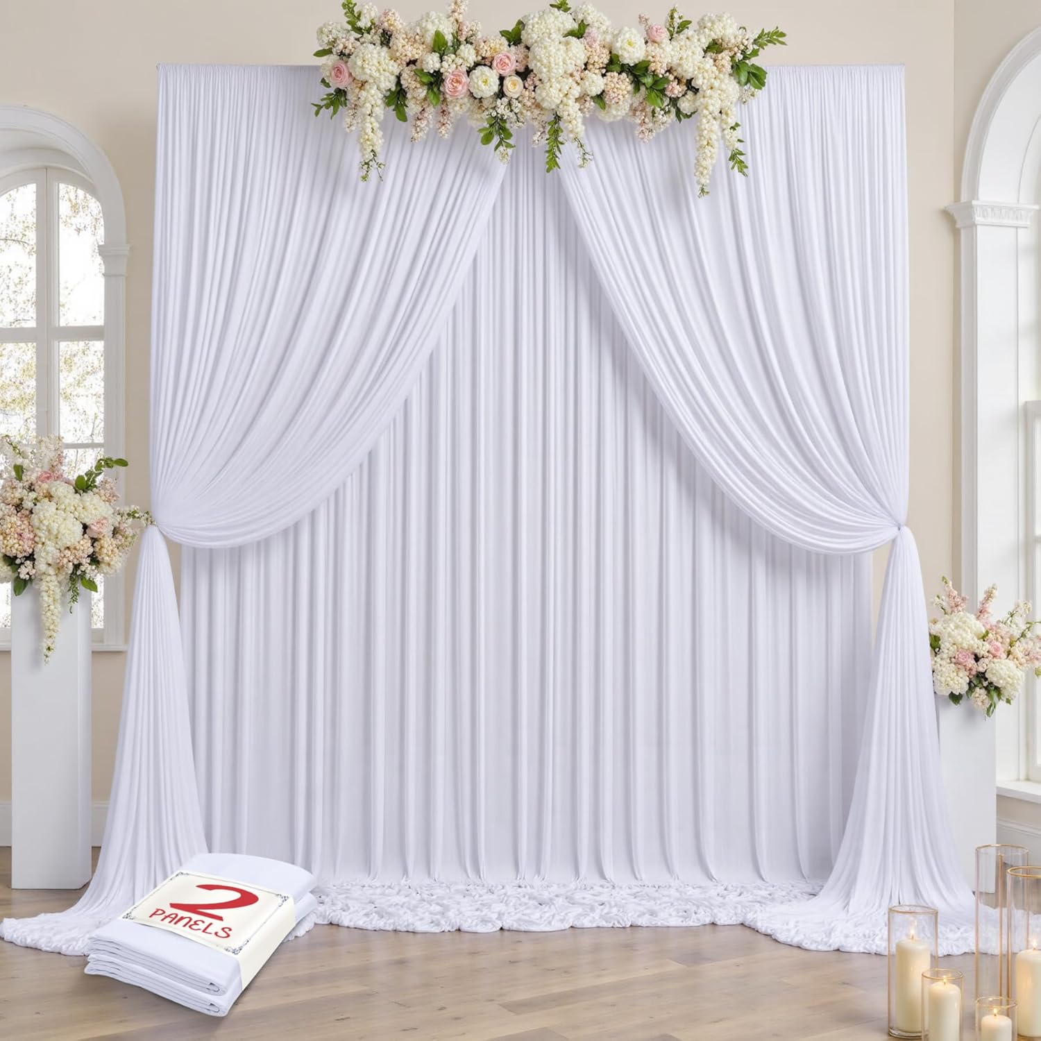 Wrinkle-Free White Party Backdrop Set