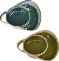 Stoneware Soup & Side Bowls Set of 2 - Durable Dual-Compartment