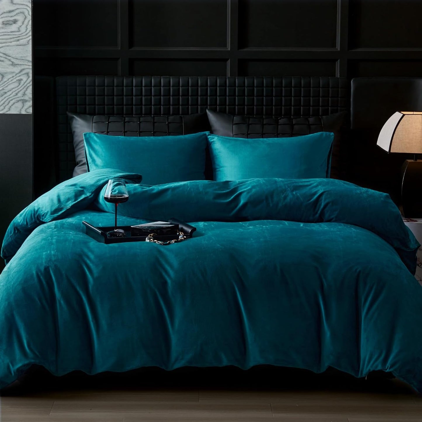 Ultra Soft Teal Blue Flannel Velvet Duvet Cover Set for Queen