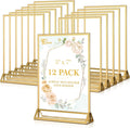 EHWINE 12 Pack Acrylic Sign Holder 5 x 7 - Double Sided Gold Frame