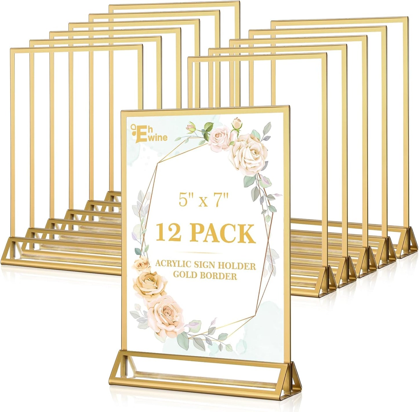 EHWINE 12 Pack Acrylic Sign Holder for Clear Displays