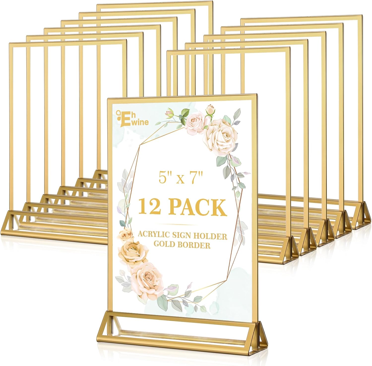 EHWINE 12 Pack Acrylic Sign Holder for Clear Displays