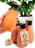 Terracotta Olla Self Watering Pots 4-Pack - 14 Oz Black set