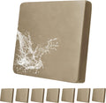 Khaki 8Pcs Outdoor Cushion Covers - Stretch Waterproof Set
