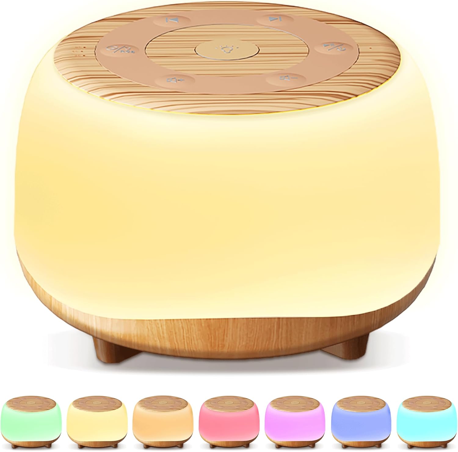 HEYAXA White Noise Sound Machine - 34 Soothing Sounds, Portable Sleep Aid with Night Light