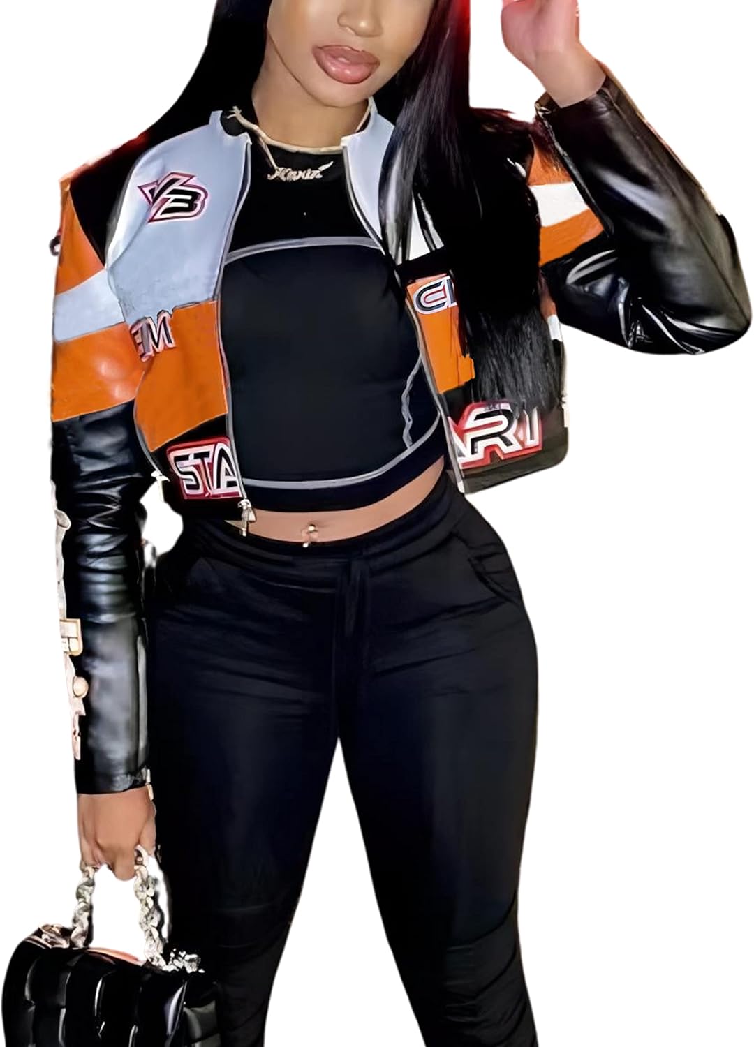 Stylish VOIKERDR Leather Jacket for Women - Biker Bomber Style
